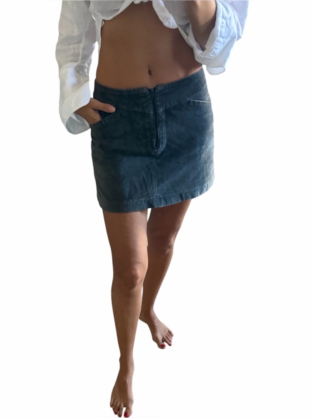 Katharine Hamnett Grey Velvet Mini Skirt size Xs 28